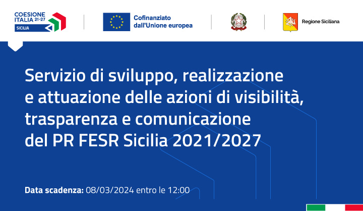Gara visibilità e comunicazione Fesr Sicilia 21-27: istanze entro l’8 marzo - 720 px