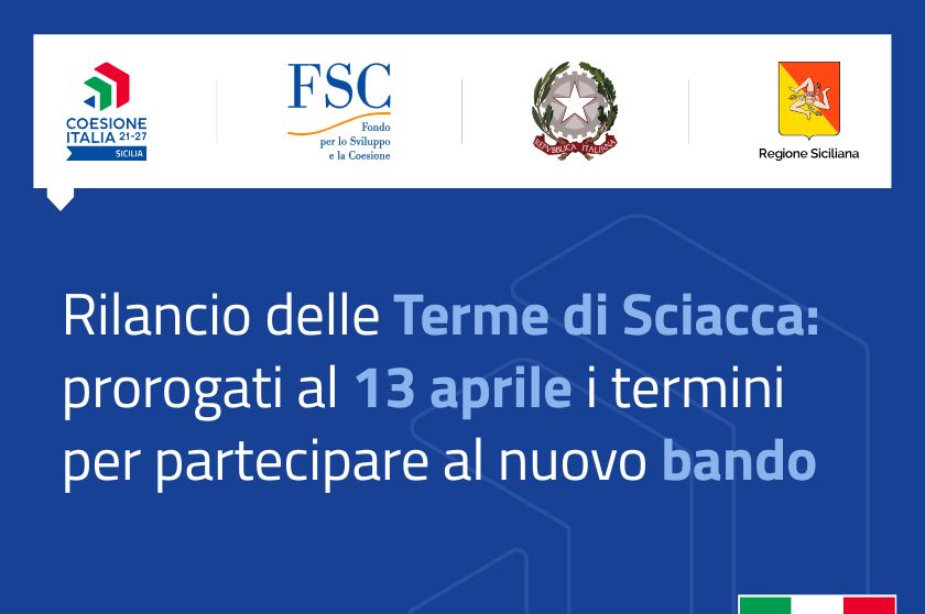 Rilancio delle Terme di Sciacca, bando Fsc prorogato al 13 aprile